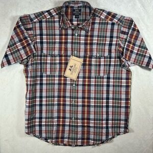 NWT Willis & Geiger Large Plaid Casual Button Indian Madras Patchwork Shirt